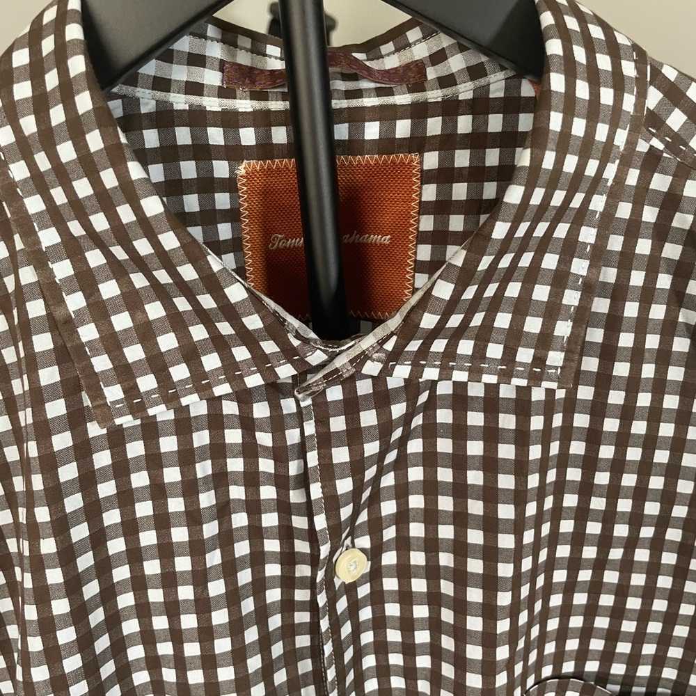 Tommy Bahama Brown and White Checkered Shirt - Picture 4 of 7